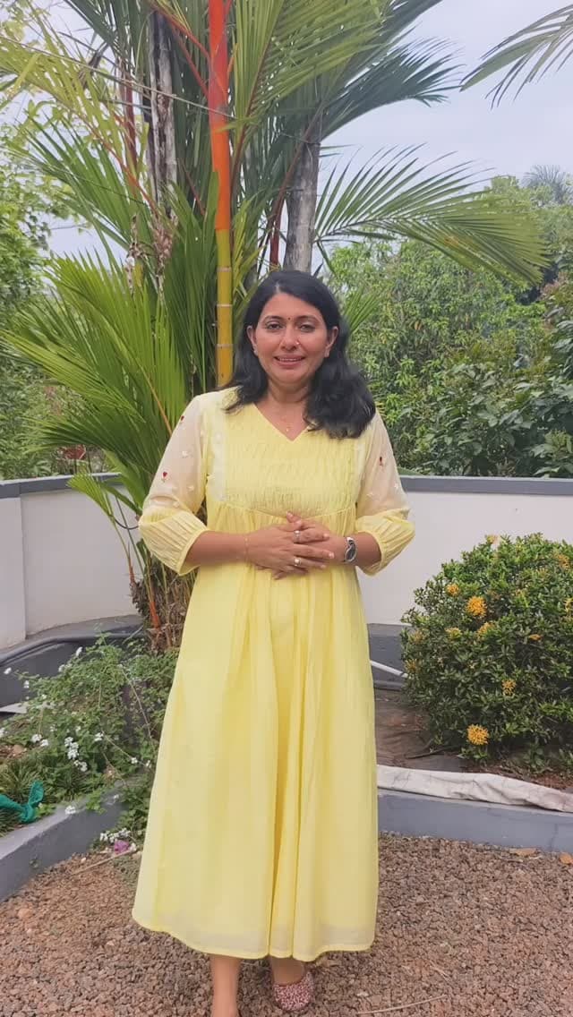 Lemon Chanderi with Smocking — Chanderi A-line dress